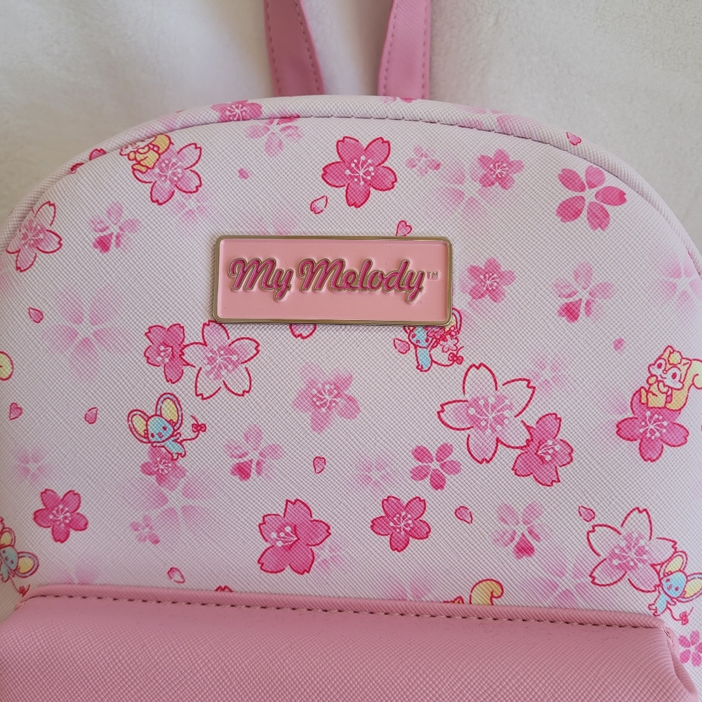 Sanrio My Melody Mini Backpack Cherry Blossoms Floral Pattern Bag "New" - Picture 3 of 5